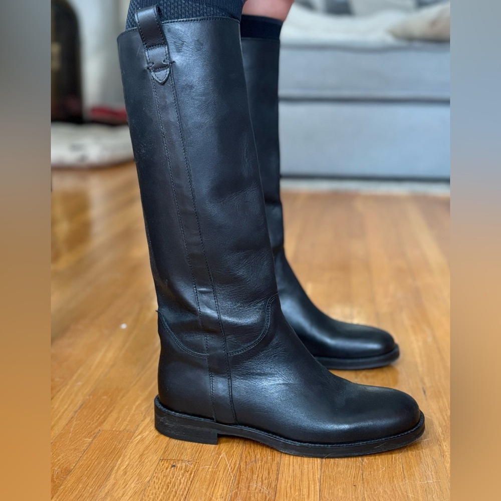 New Black Leather Knee-High Riding Boots